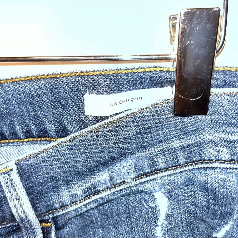 Frame Denim Raw Hem Cropped Dark Blue Jeans - Picture 7 of 9